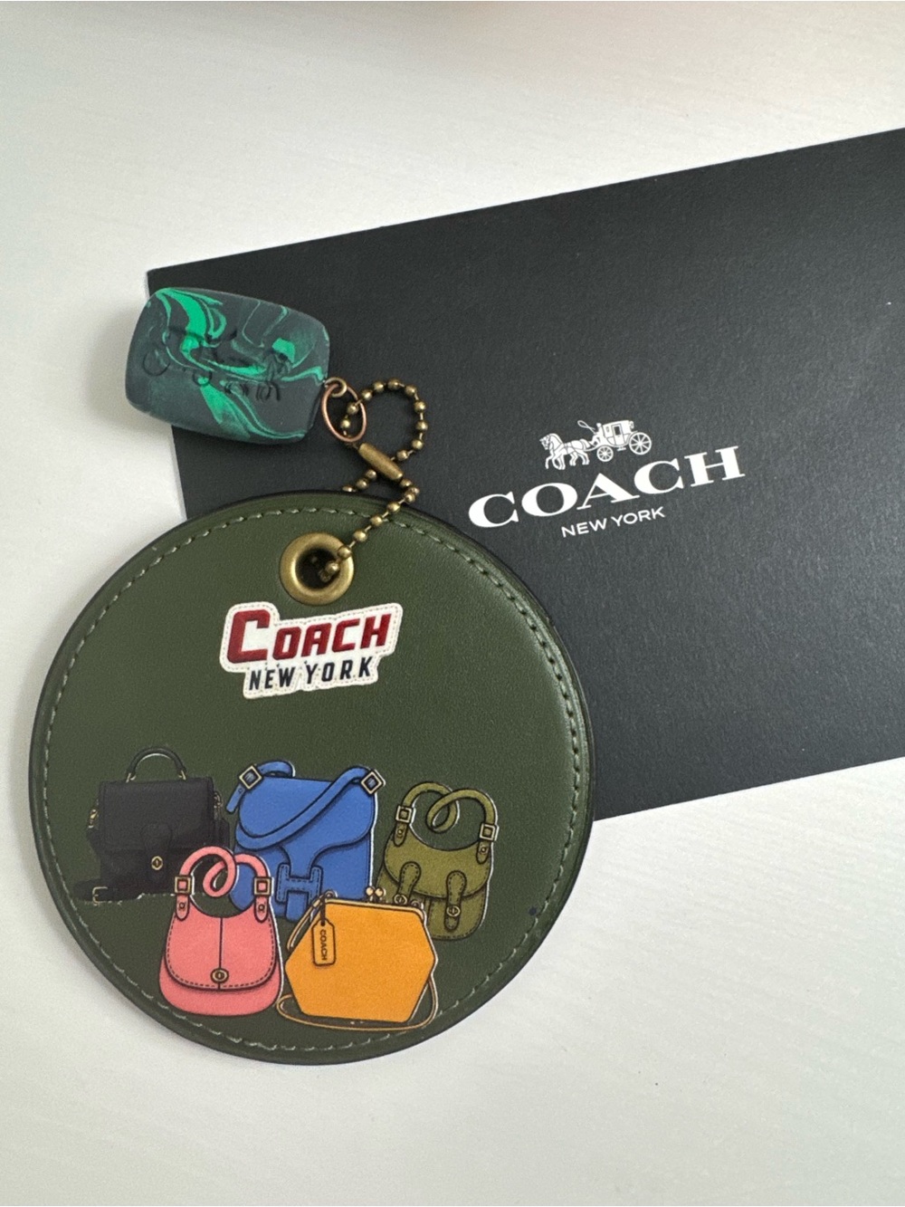 Coach Customized Coaster green keychain hangtag- vintage bags and rexy 10th birt
